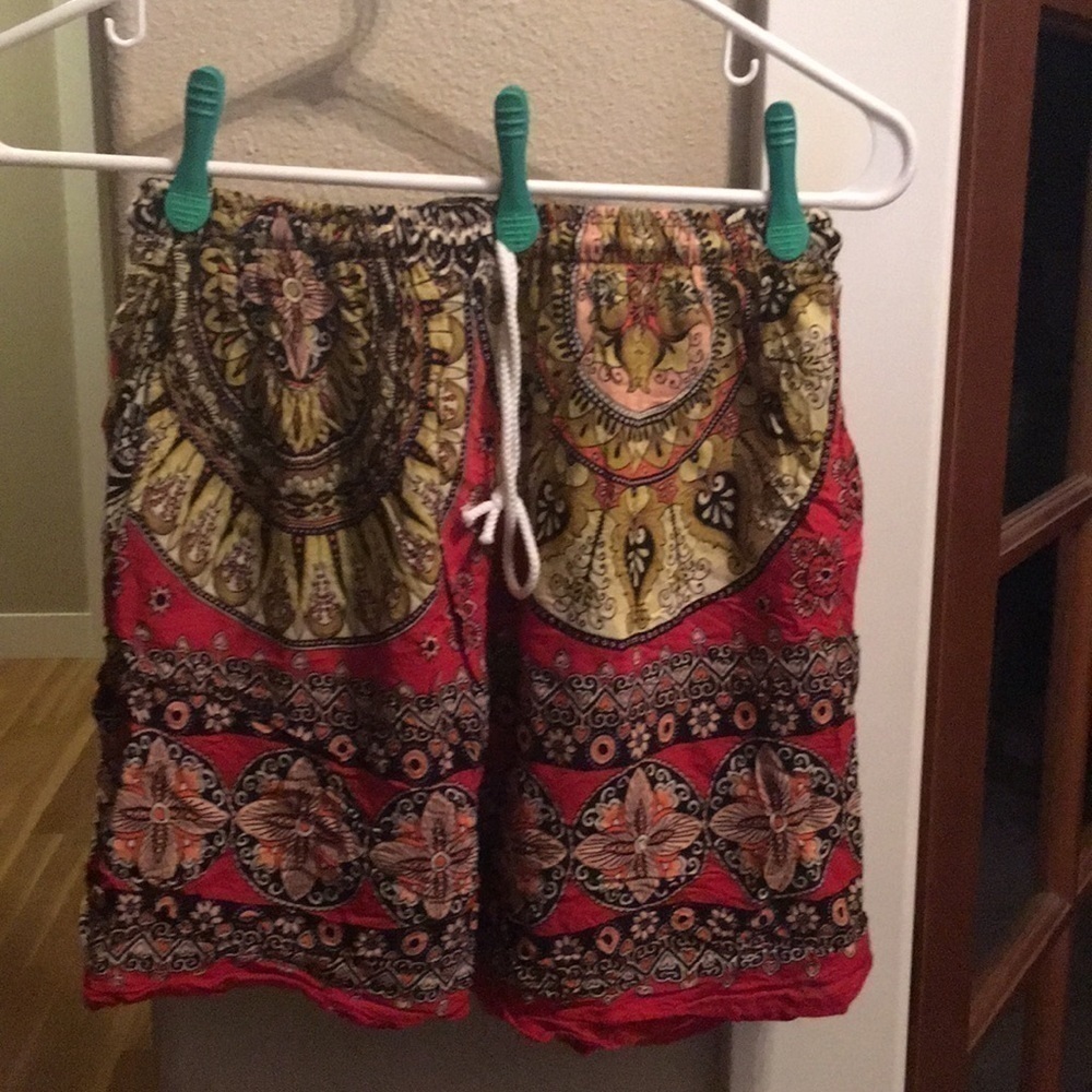 Boho shorts. Bohemian 100% rayon. Small to med fit